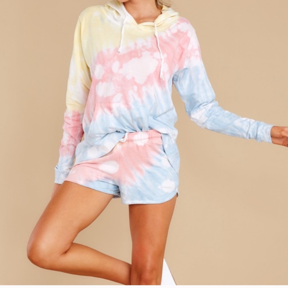 Tie Dy Set Matching Set Shorts Jacket Hoodie 2 Pie